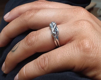 Man & Woman Embrace Puzzle Ring-Sterling