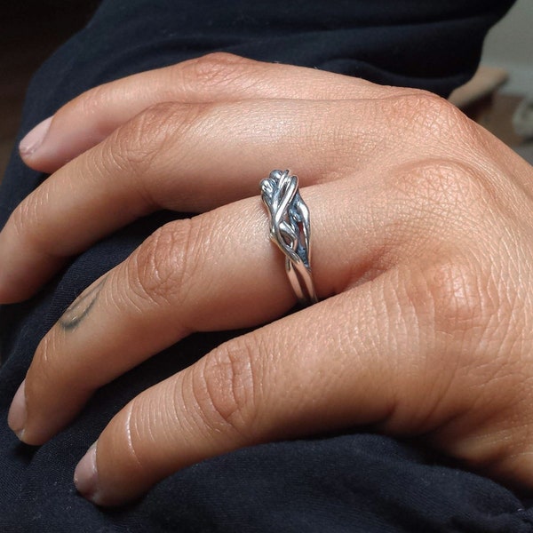 Man & Woman Embrace Puzzle Ring-Sterling