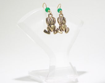 Frog Earrings-Bronze