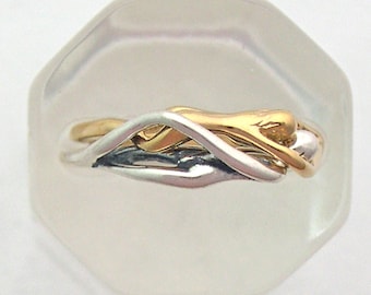 Man/Woman Embrace Puzzle Ring 2-Mixed Metal
