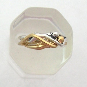 Man/Woman Embrace Puzzle Ring I-Mixed Metal