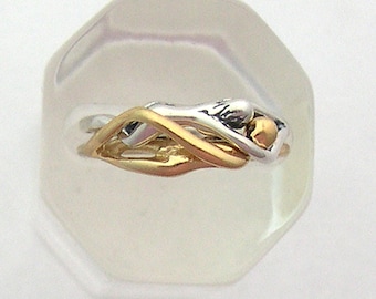 Man/Woman Embrace Puzzle Ring I-Mixed Metal