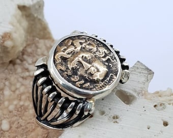 Ancient Coin Ring, Medusa Ring, Men Jewelry, Women Jewellery, Men ring, Women Ring, Silver ring, Silver Coin Ring, Ancient Ring, Rings