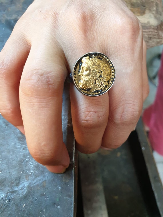 Zeus Ring,Ancient Coin Ring, Men Jewelry, Women Jewellery, Men ring, Women Ring, Silver ring, Silver Coin Ring, Ancient Ring, Rings
