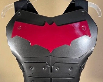 Red Hood Cosplay Körper Rüstung Brustweste mit verstellbaren Trägern Comics Kostüm Halloween Gunmetal Crimson Rot