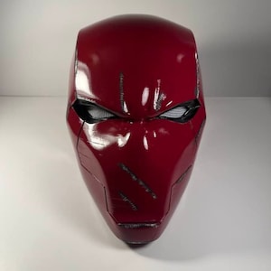 Red Hood helmet Rebirth version with damage cosplay Burgundy costume comics Halloween