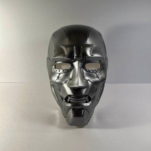 Dr Doom Mask: Metallic Sterling Silver Color, Costume Halloween