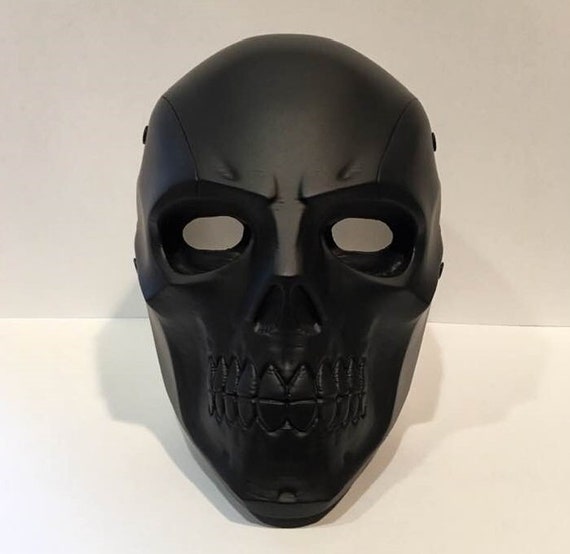 Black Mask FRONT ONLY Cosplay Costume Matte Black Color Adjustable