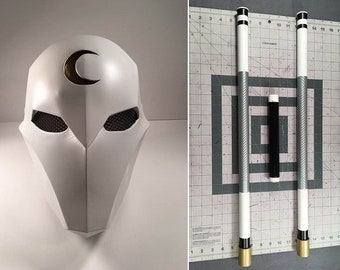 Moon Knight Mask and Bo Staff Set - Costume Halloween