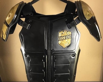 Dred Chest Armor and Shoulders: Matte Black & Antique Gold costume Halloween