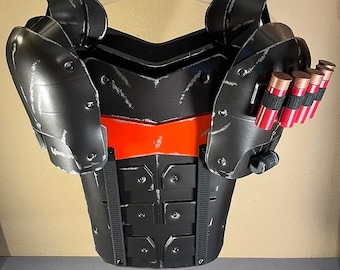 Deathstroke 3-piece set: Full chest armor, neck armor and shoulders with shotgun shells. Gunmetal Fire Orange