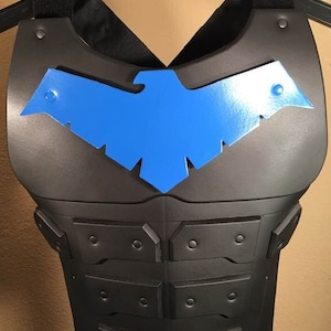 Nightwing cosplay costume chest vest body armor Matte Black Classic Blue with adjustable straps
