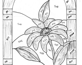 Purple Coneflower Pattern, Stained glass purple coneflower pattern, digital download, purple cone flower design, echinacea pattern