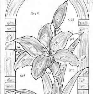 Daylily and Pansy Stained Glass Pattern, floral Stained Glass Pattern, Daylily Pansy Stained Glass Design Digital Download