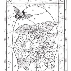 Sunflower and Bee Stained Glass Pattern, Sunflower stained glass pattern, Sunflower design, How to make Stained Glass Sunflower, Bee Pattern