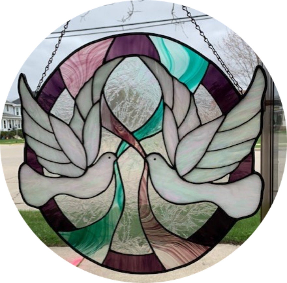 Doves with Ribbons Stained Glass PatternDigital Download Etsy