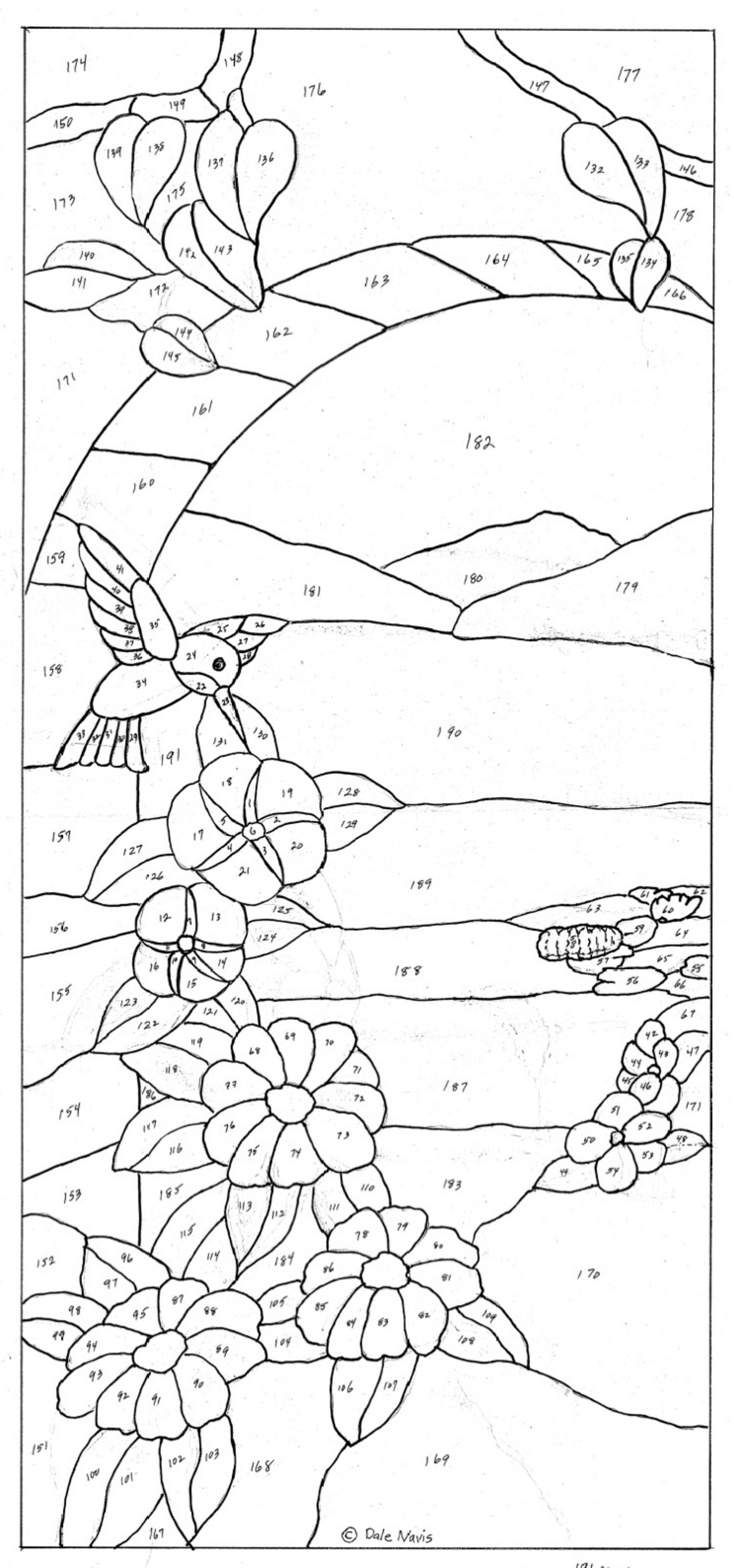 Nature Scene Stained Glass Pattern, Digital Download, Hummingbird ...