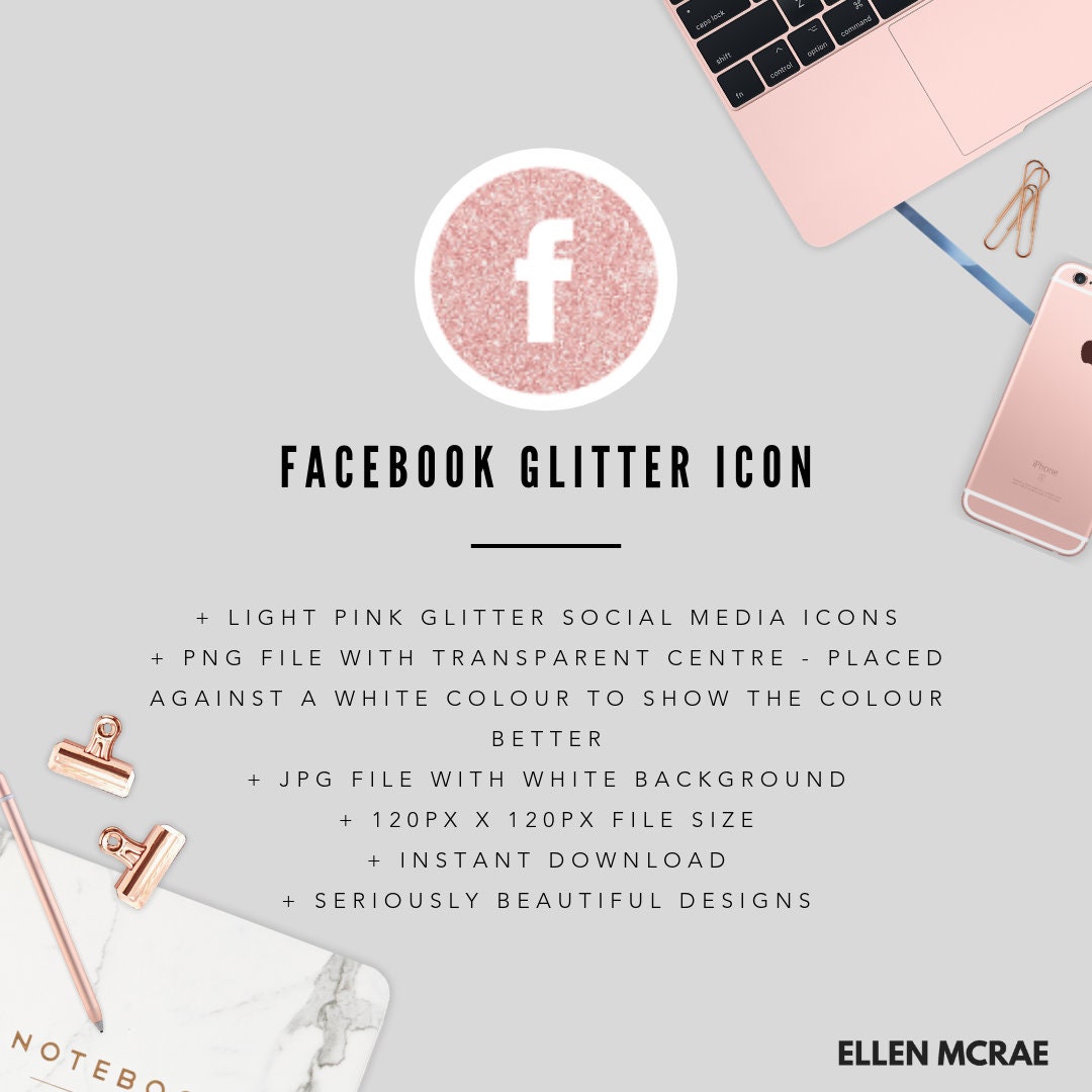 Light Pink Glitter Social Media Icons Facebook Instagram | Etsy