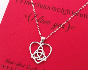 Sterling Silver Triquetra Heart Pendant-Celtic Necklace-Celtic Knot-Unisex Gift-Anniversary-Love-All Occasion Gift-Handcrafted Jewelry