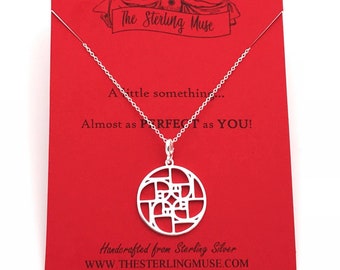 Sterling Silver Fibonacci Sacred Geometry Pendant+Golden Birthday+Math+Geometry Jewelry+Christmas Gift-Handmade Symbolic Jewelry