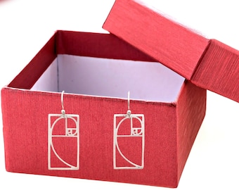 Sterling Silver Fibonacci Earrings: Golden Ratio Jewelry Gift