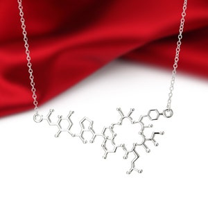 Sterling Silver Oxytocin &quot;Love&quot; Molecule Pendant Necklace, Science Jewelry, Anniversary  Gift, Thoughtful Meaningful Jewelry,Handmade
