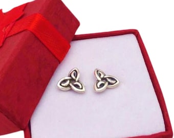 Sterling Silver Triquetra Petite Stud Earrings-Celtic Knot-Unisex Gift-All Occasion Gift-Handcrafted Jewelry
