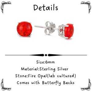Sterling Silver Ruby Fire Opal Earrings 6MM Prong Settinganniversary ...