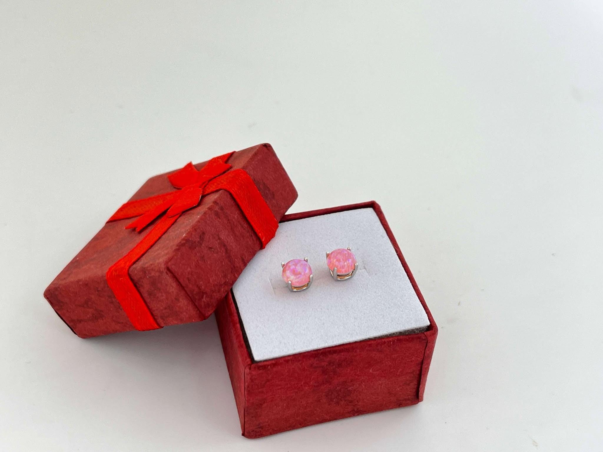 Sterling Silver Pink Fire Opal Earrings in a Prong Setting,Size 6mm,Birthday Gift,October Birthstone,Handmade with Love by The Sterling Muse