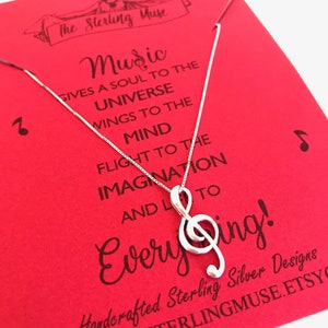 Sterling Silver Music Note Necklace+Treble Clef Necklace+Music Teacher Gift+Graduation Gift-Musician Gift+Christmas Gift