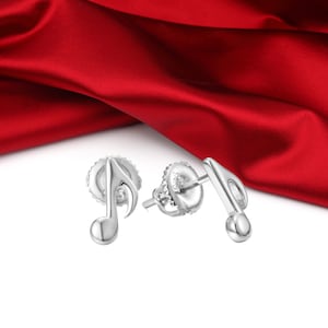 Sterling Silber Musik Note Ohrstecker, Achtelnote Ohrringe, Musik Lehrer Geschenk, Abschlussgeschenk, Musiker Geschenk, Kinder freundlich Schraube / Push Back