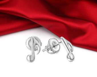 Sterling Silver Music Note Stud Earrings: Musician Gift