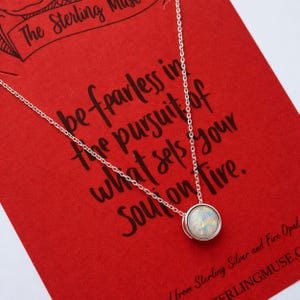 Sterling Silver Fire Opal Solitaire Pendant Necklace: Handmade October Birthstone Gift