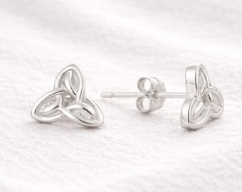Triquetra Stud Earrings – Solid Sterling Silver Celtic Knot Studs