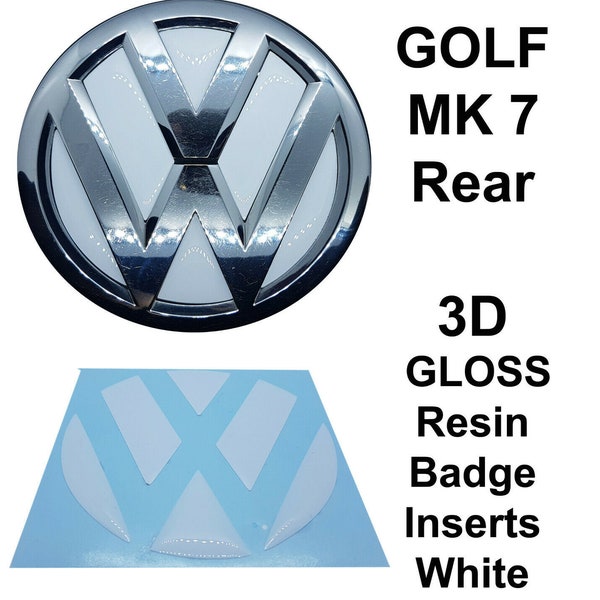 GOLF MK5 MK6 MK7 Gti Tdi rear 3D White Badge Inserts Domed 3D Gloss