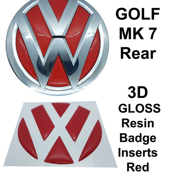 GOLF MK5 MK6 MK7 Gti Tdi rear 3D Red Badge Inserts Domed 3D Gloss