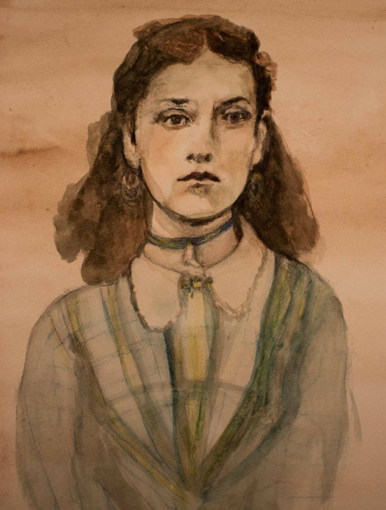 Victorian Girl With ice-Skate necklace