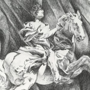 ORIGINAL PENCIL DRAWING A3. Bernini. 42x29.7cm (16.5x11.7in). black and white, wall art, realistic art, sculpture, Baroque, pencil