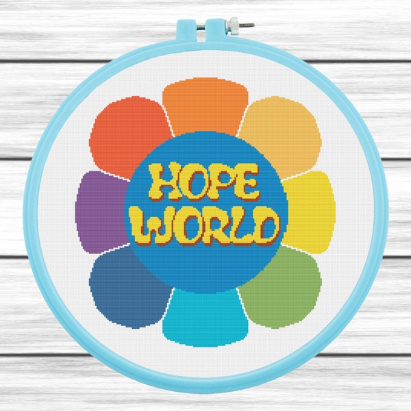 BTS J-Hope Mixtape Hope World Rainbow Flower Cross Stitch Pattern