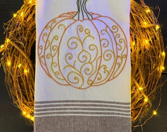 Hand Embroidered Scrolling Pumpkin