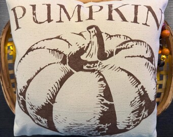 Hand Stenciled Pumpkin Throw Pillow