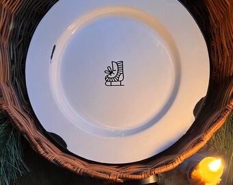 Ice Skate Hand Stenciled Enamelware Plate