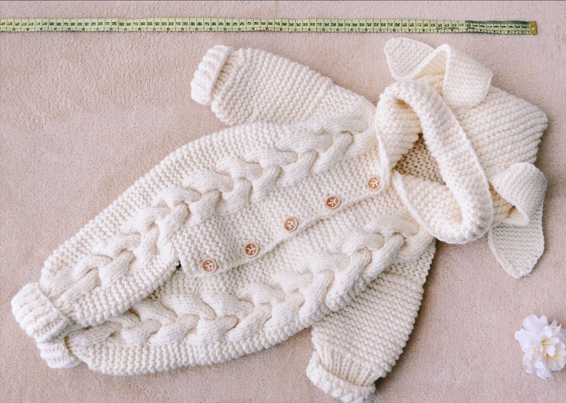 white knit romper baby boy