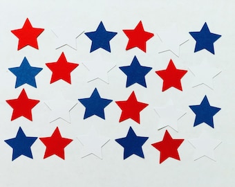 Red White and Blue Star Die Cuts, Fourth Of July Confetti, Star Die Cuts, Paper Stars