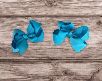 Blue Boutique Hair Bows, Blue Pigtail Bows, Blue Hair Bows