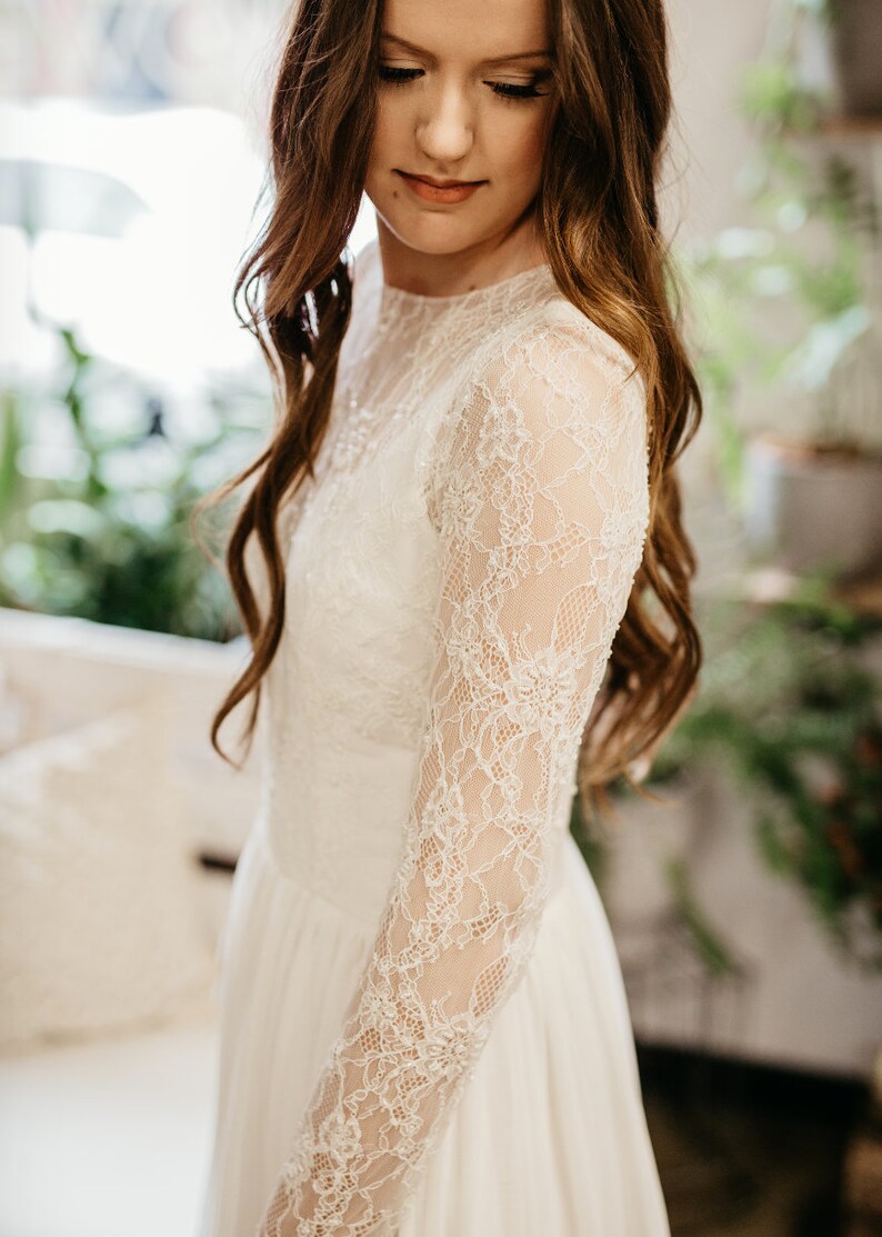 long sleeve flowy lace dress