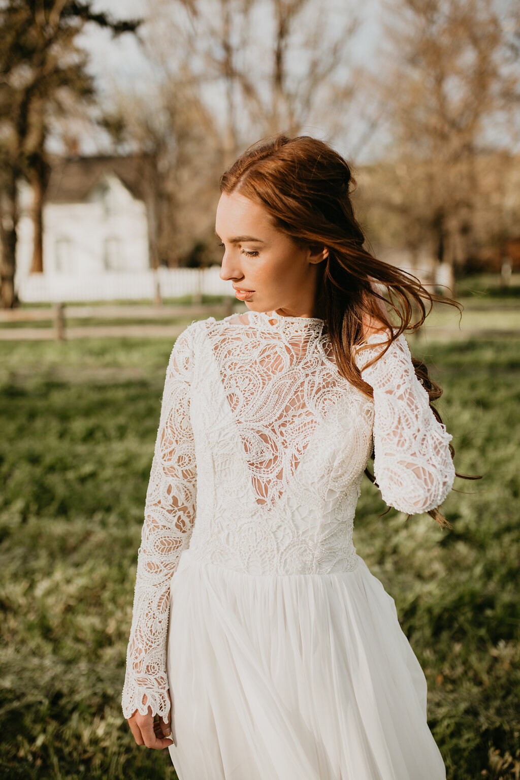 long lace flowy dress