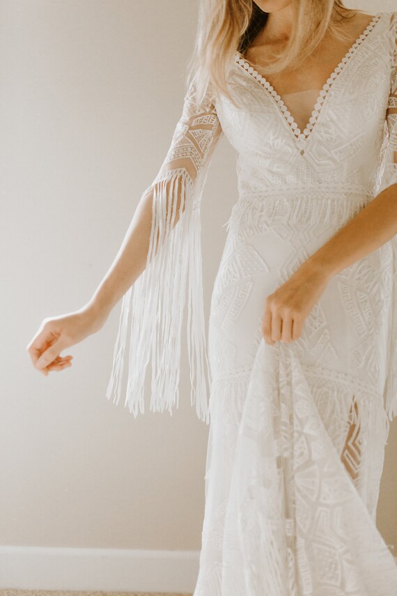 Belle Bohemian Wedding Dress Boho Wedding Dress Art Deco Etsy