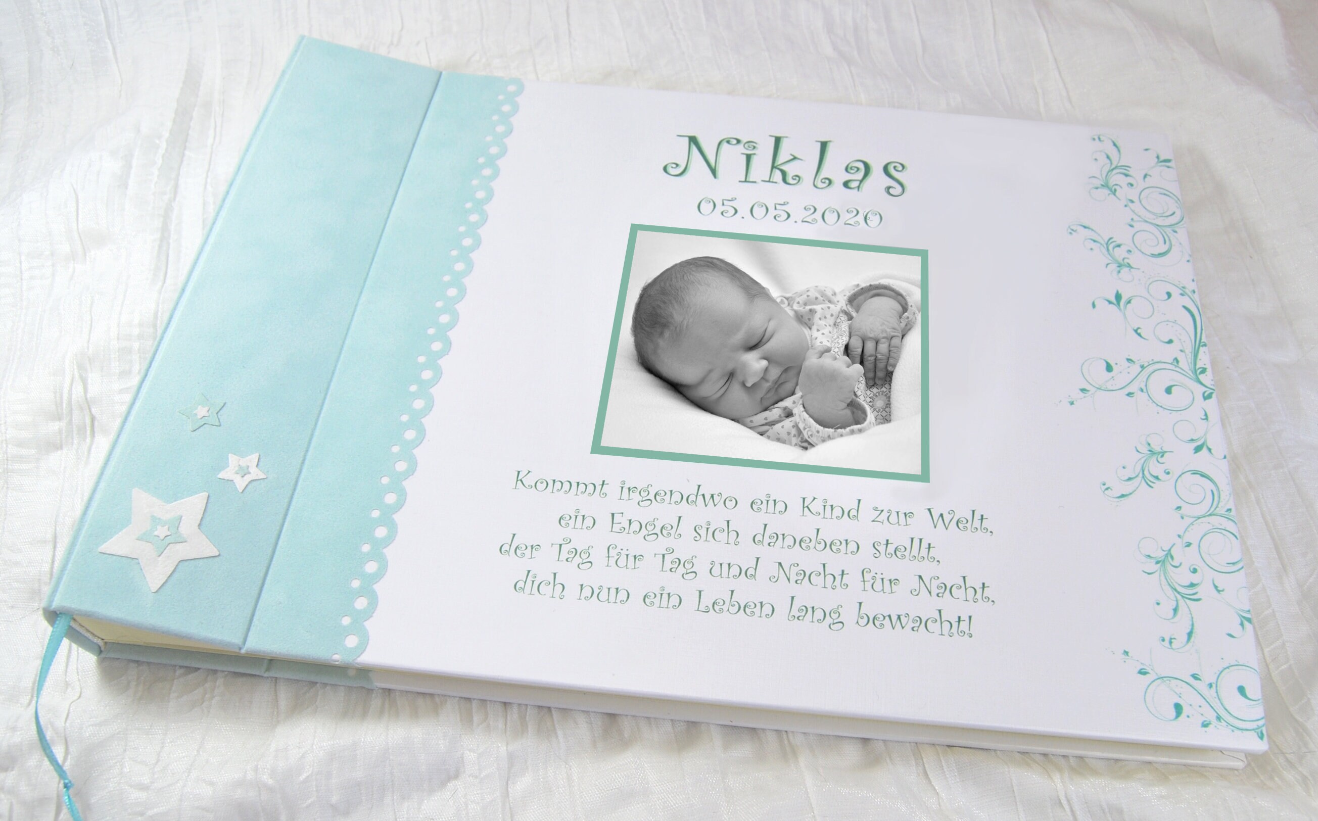 Fotoalbum personalisiert Name Babyalbum Hellblau Sterne Etsy.de