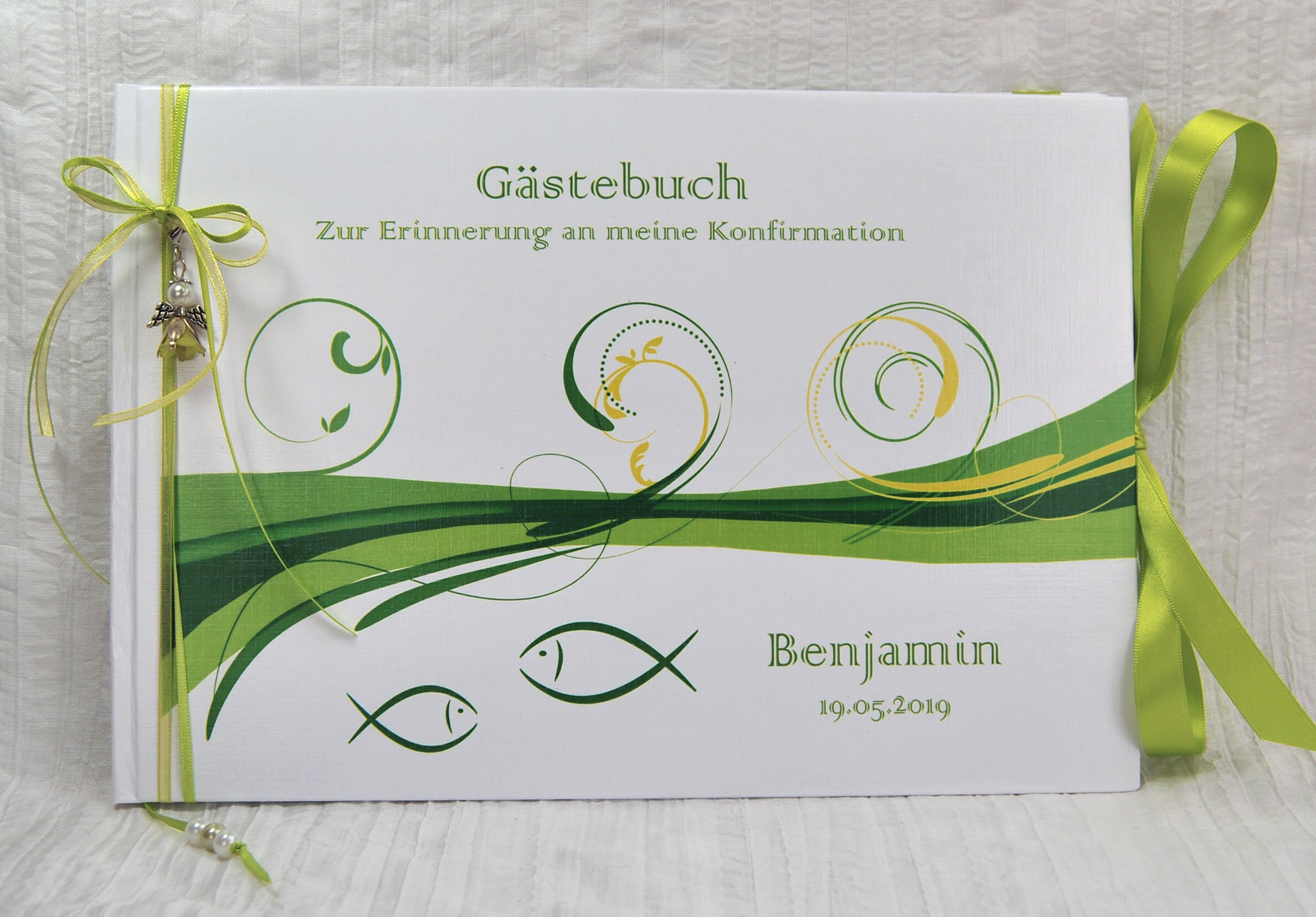 Personalisiertes Gästebuch zur Konfirmation Kommunion hellgrün Etsy